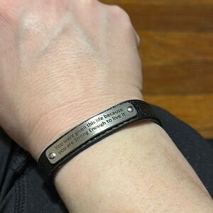 Inspirational Black Faux Leather Bracelet